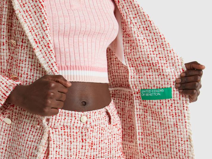 vrouwen Benetton Double-breasted blazer van tweed roze 4R623719
