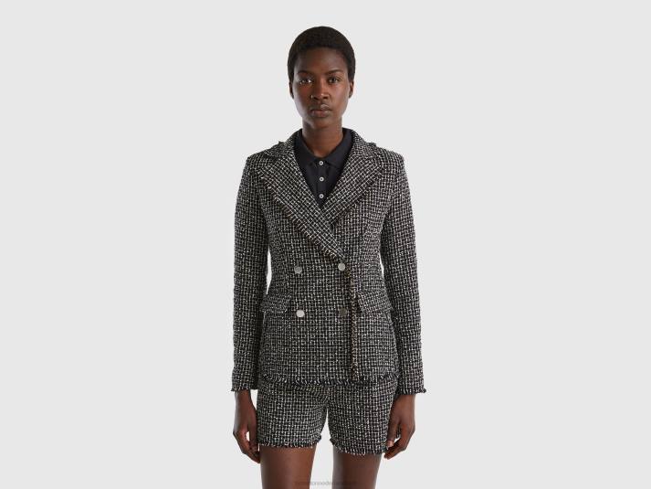 vrouwen Benetton Double-breasted blazer van tweed zwart 4R62267
