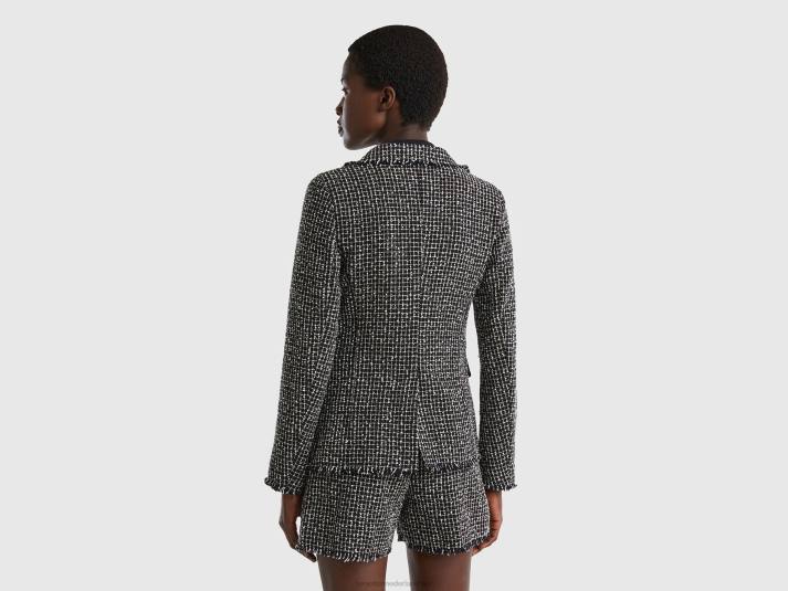 vrouwen Benetton Double-breasted blazer van tweed zwart 4R62267