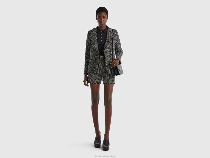 vrouwen Benetton Double-breasted blazer van tweed zwart 4R62267