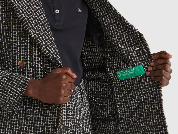 vrouwen Benetton Double-breasted blazer van tweed zwart 4R62267