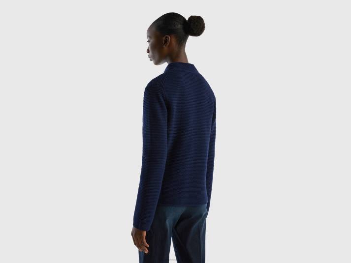 vrouwen Benetton Gebreid jack van 100% katoen donkerblauw 4R623671