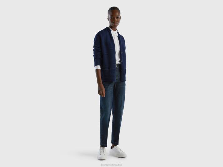 vrouwen Benetton Gebreid jack van 100% katoen donkerblauw 4R623671