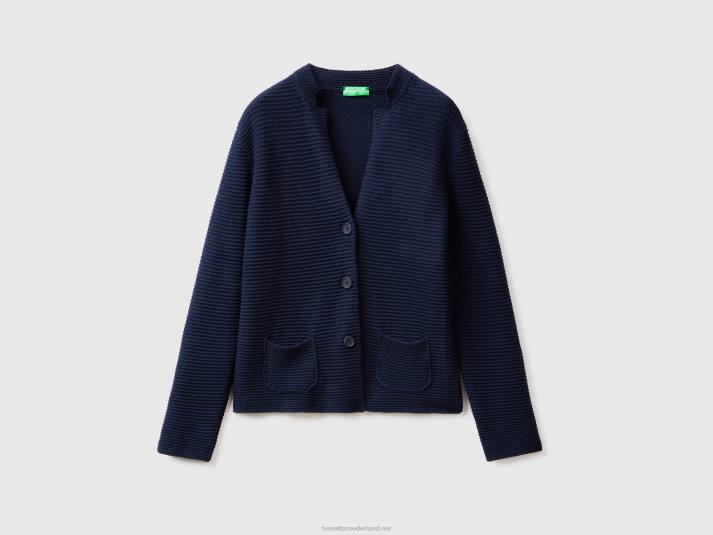 vrouwen Benetton Gebreid jack van 100% katoen donkerblauw 4R623671