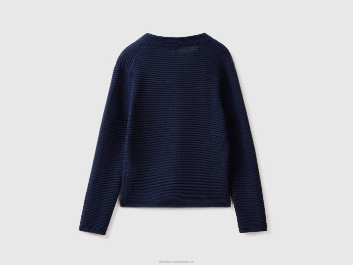 vrouwen Benetton Gebreid jack van 100% katoen donkerblauw 4R623671