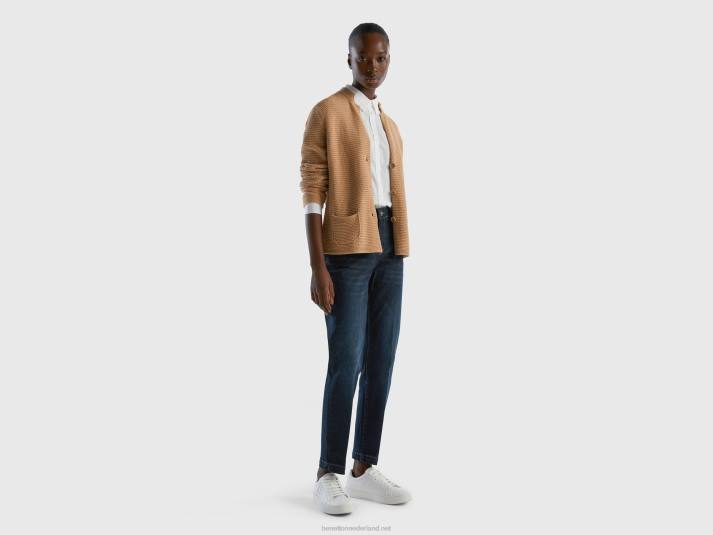 vrouwen Benetton Gebreid jack van 100% katoen kameel 4R62216