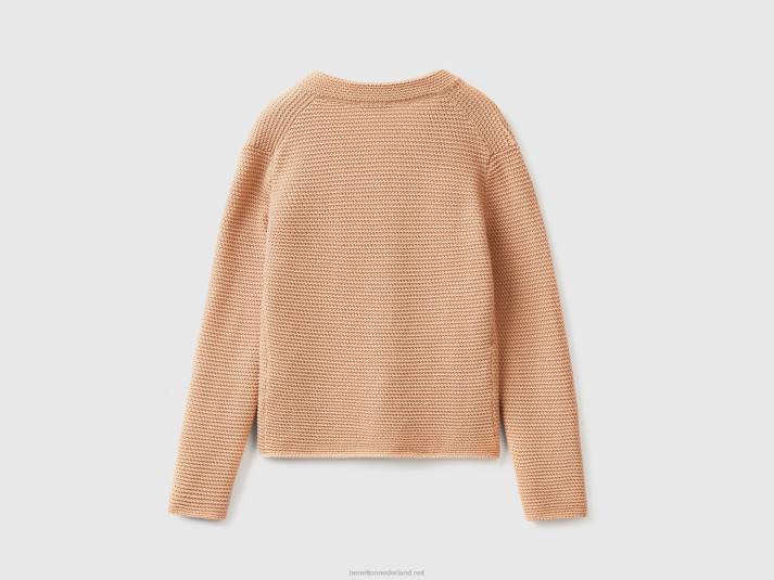 vrouwen Benetton Gebreid jack van 100% katoen kameel 4R62216