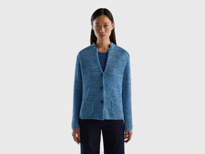 vrouwen Benetton Gebreid jack van 100% katoen lichtblauw 4R62187