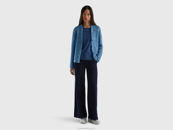 vrouwen Benetton Gebreid jack van 100% katoen lichtblauw 4R623628