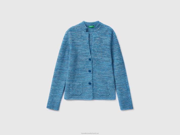vrouwen Benetton Gebreid jack van 100% katoen lichtblauw 4R623628