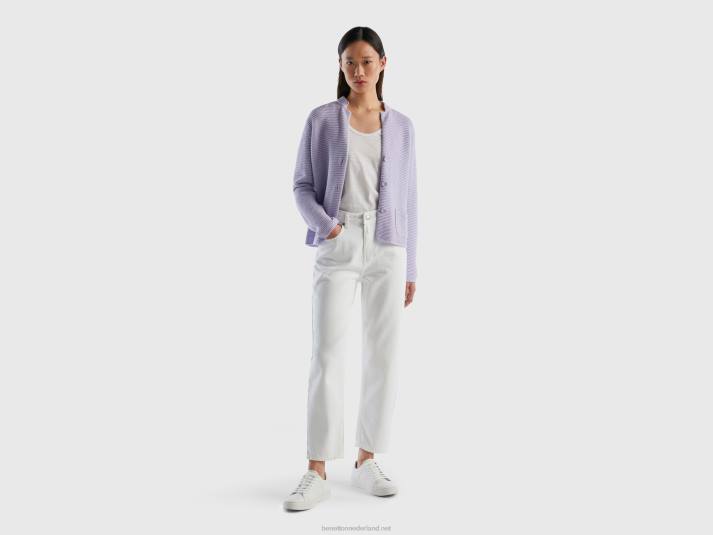 vrouwen Benetton Gebreid jack van 100% katoen lila 4R626