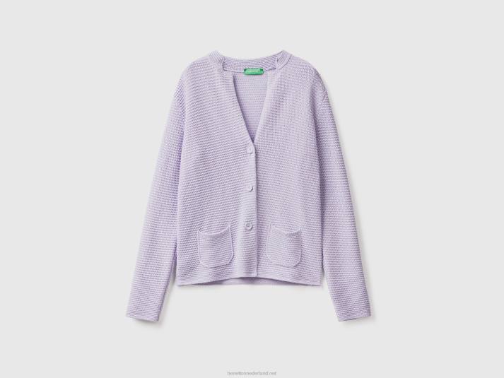 vrouwen Benetton Gebreid jack van 100% katoen lila 4R626