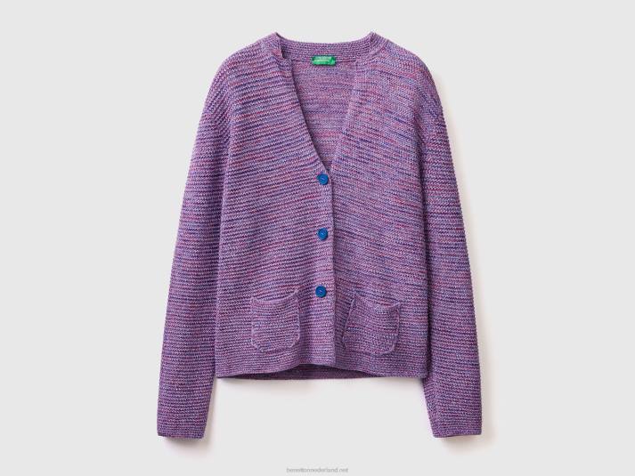 vrouwen Benetton Gebreid jack van 100% katoen paars 4R623583