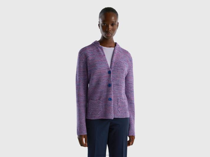 vrouwen Benetton Gebreid jack van 100% katoen paars 4R628