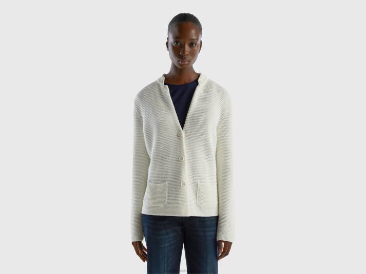 vrouwen Benetton Gebreid jack van 100% katoen romig wit 4R62167