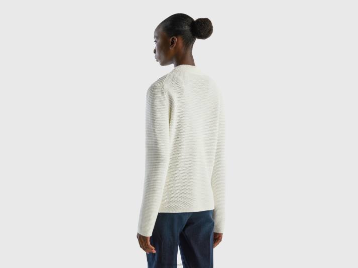 vrouwen Benetton Gebreid jack van 100% katoen romig wit 4R62167