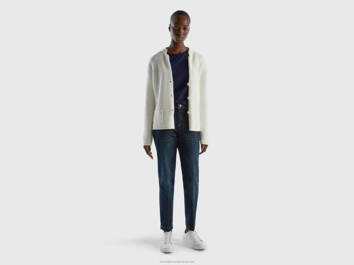 vrouwen Benetton Gebreid jack van 100% katoen romig wit 4R62167