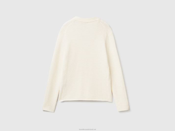 vrouwen Benetton Gebreid jack van 100% katoen romig wit 4R62167