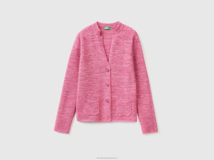 vrouwen Benetton Gebreid jack van 100% katoen roze 4R623555