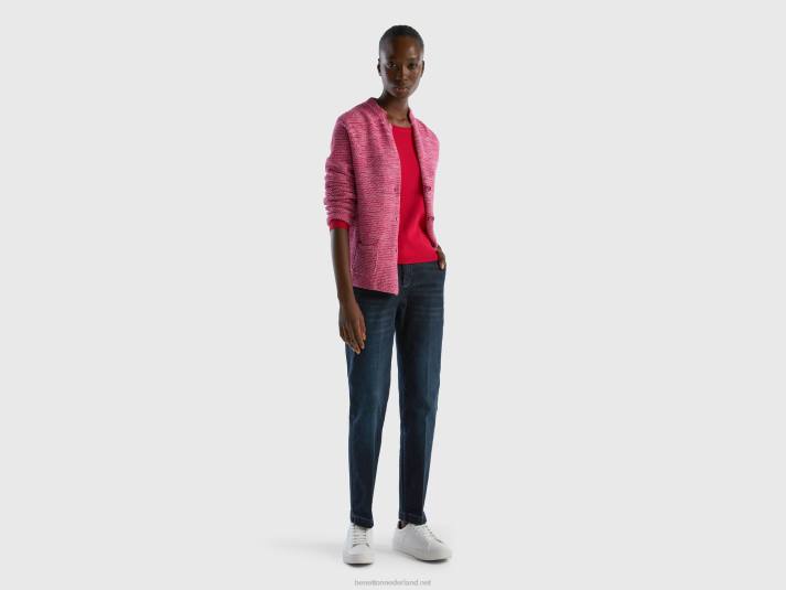 vrouwen Benetton Gebreid jack van 100% katoen roze 4R6278