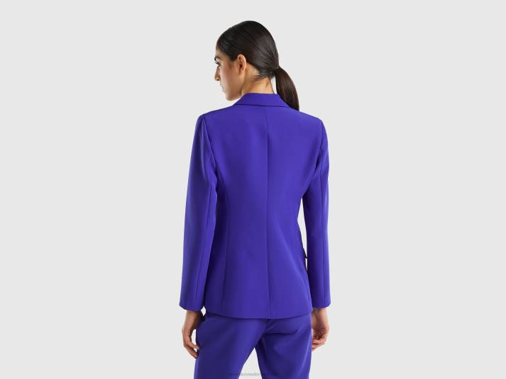 vrouwen Benetton blazer met dubbele rij knopen helderblauw 4R62253