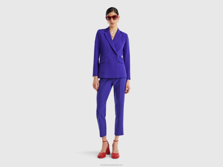 vrouwen Benetton blazer met dubbele rij knopen helderblauw 4R623742
