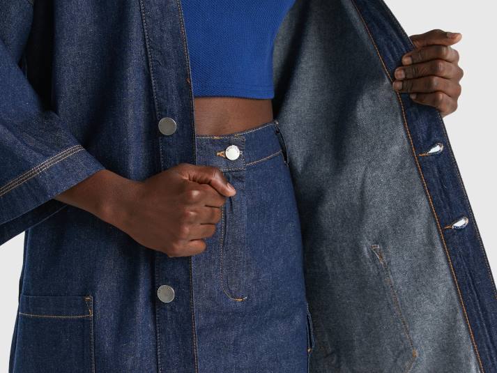 vrouwen Benetton chambray kimono jack donkerblauw 4R62265