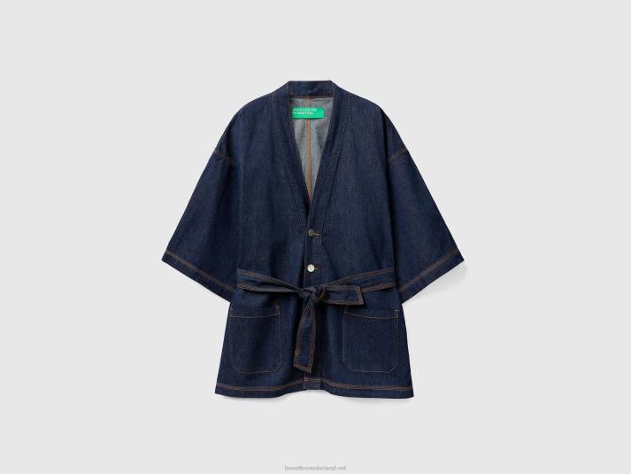 vrouwen Benetton chambray kimono jack donkerblauw 4R62265