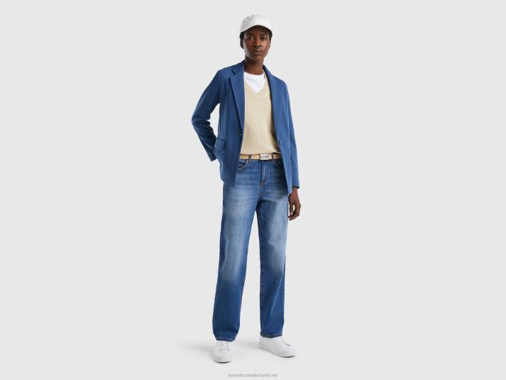 vrouwen Benetton getailleerde blazer met zakken blauw 4R62245