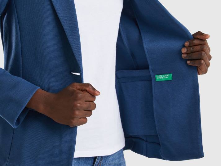 vrouwen Benetton getailleerde blazer met zakken blauw 4R62245