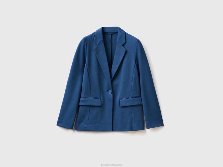vrouwen Benetton getailleerde blazer met zakken blauw 4R62245
