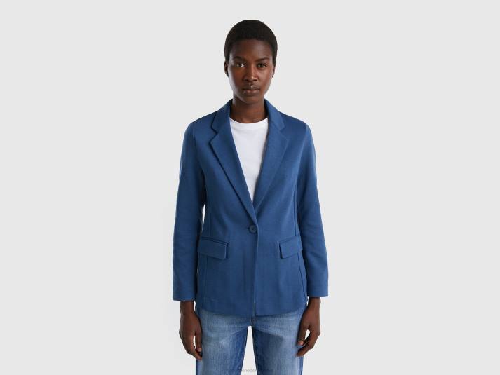 vrouwen Benetton getailleerde blazer met zakken blauw 4R623738