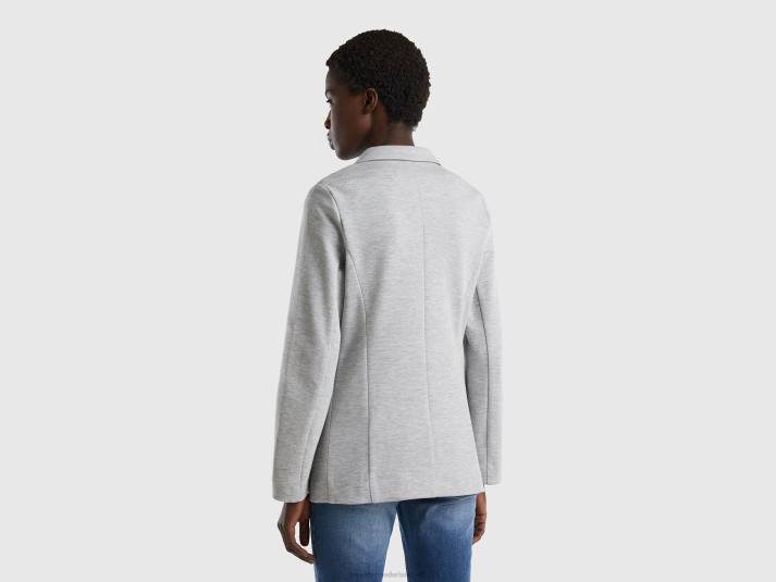 vrouwen Benetton getailleerde blazer met zakken lichtgrijs 4R623752