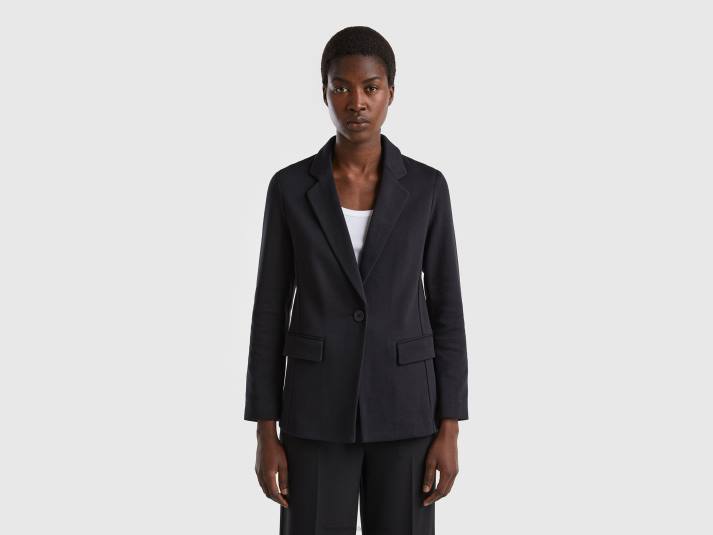 vrouwen Benetton getailleerde blazer met zakken zwart 4R62275