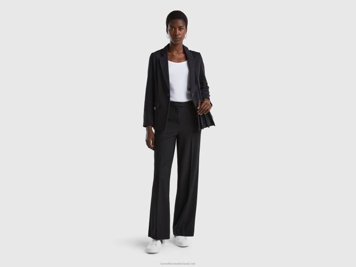 vrouwen Benetton getailleerde blazer met zakken zwart 4R62275