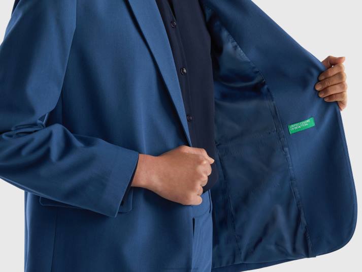 vrouwen Benetton gevoerde zwierige blazer blauw 4R62261