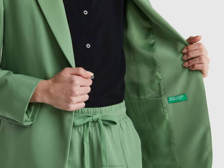 vrouwen Benetton gevoerde zwierige blazer groente 4R62242