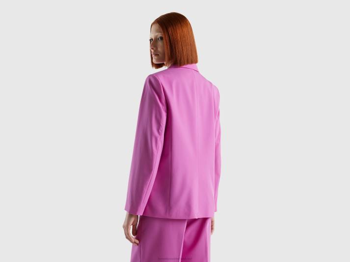 vrouwen Benetton gevoerde zwierige blazer roze 4R623728