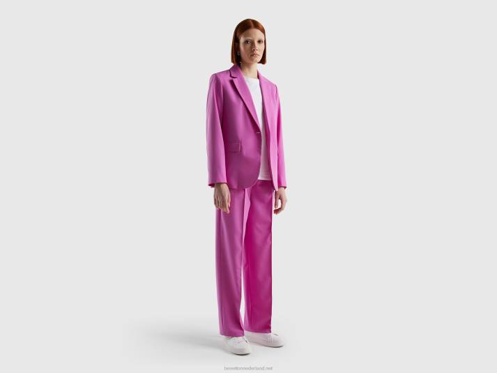 vrouwen Benetton gevoerde zwierige blazer roze 4R623728
