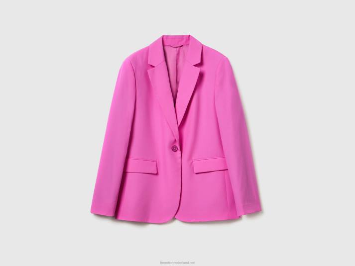 vrouwen Benetton gevoerde zwierige blazer roze 4R623728