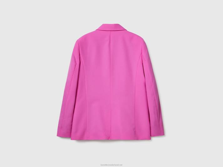 vrouwen Benetton gevoerde zwierige blazer roze 4R623728