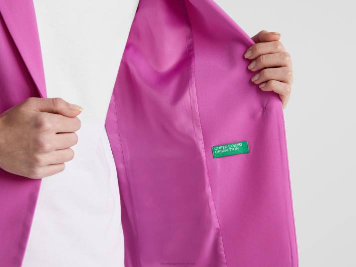 vrouwen Benetton gevoerde zwierige blazer roze 4R623728