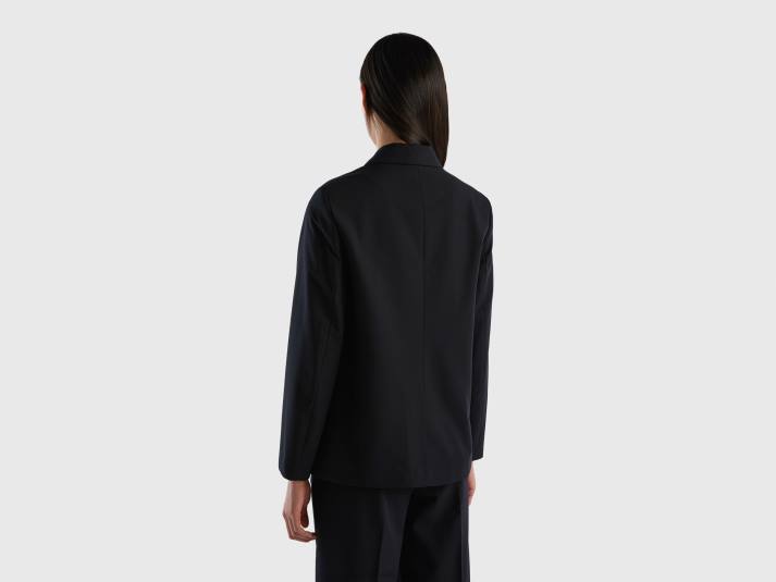vrouwen Benetton gevoerde zwierige blazer zwart 4R62260