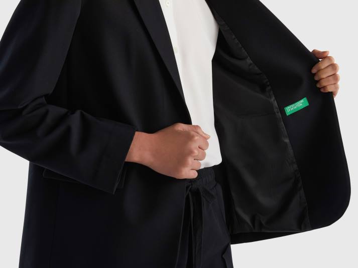 vrouwen Benetton gevoerde zwierige blazer zwart 4R62260