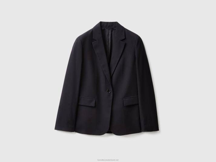 vrouwen Benetton gevoerde zwierige blazer zwart 4R62260