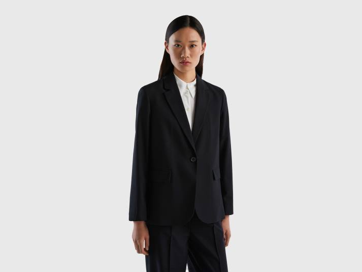 vrouwen Benetton gevoerde zwierige blazer zwart 4R623720