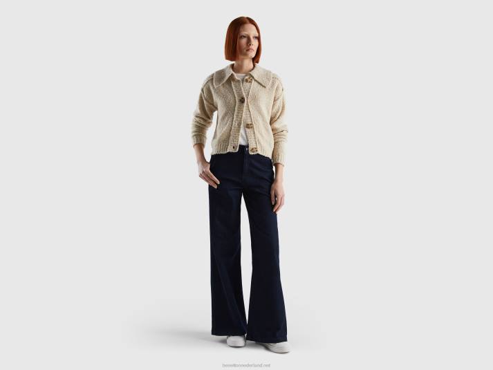 vrouwen Benetton jasje van bouclégaren beige 4R62269