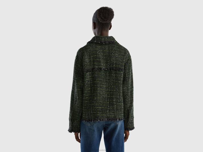 vrouwen Benetton overhemdjasje van tweed zwart 4R62264
