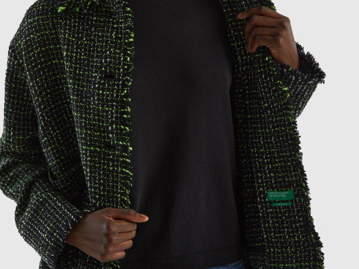 vrouwen Benetton overhemdjasje van tweed zwart 4R62264