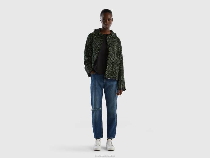 vrouwen Benetton overhemdjasje van tweed zwart 4R623725